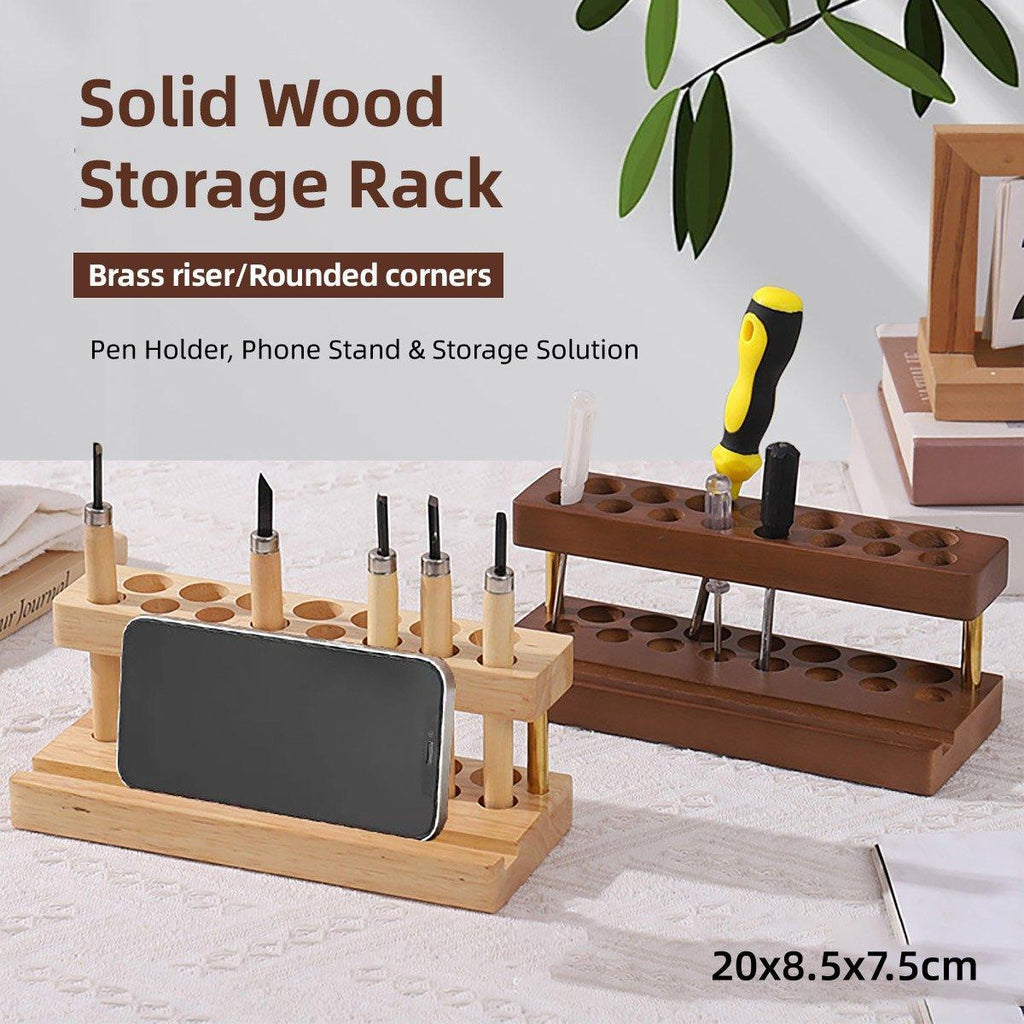 Wooden Desktop Organiser in Two Wood Tones | StorageOZ
