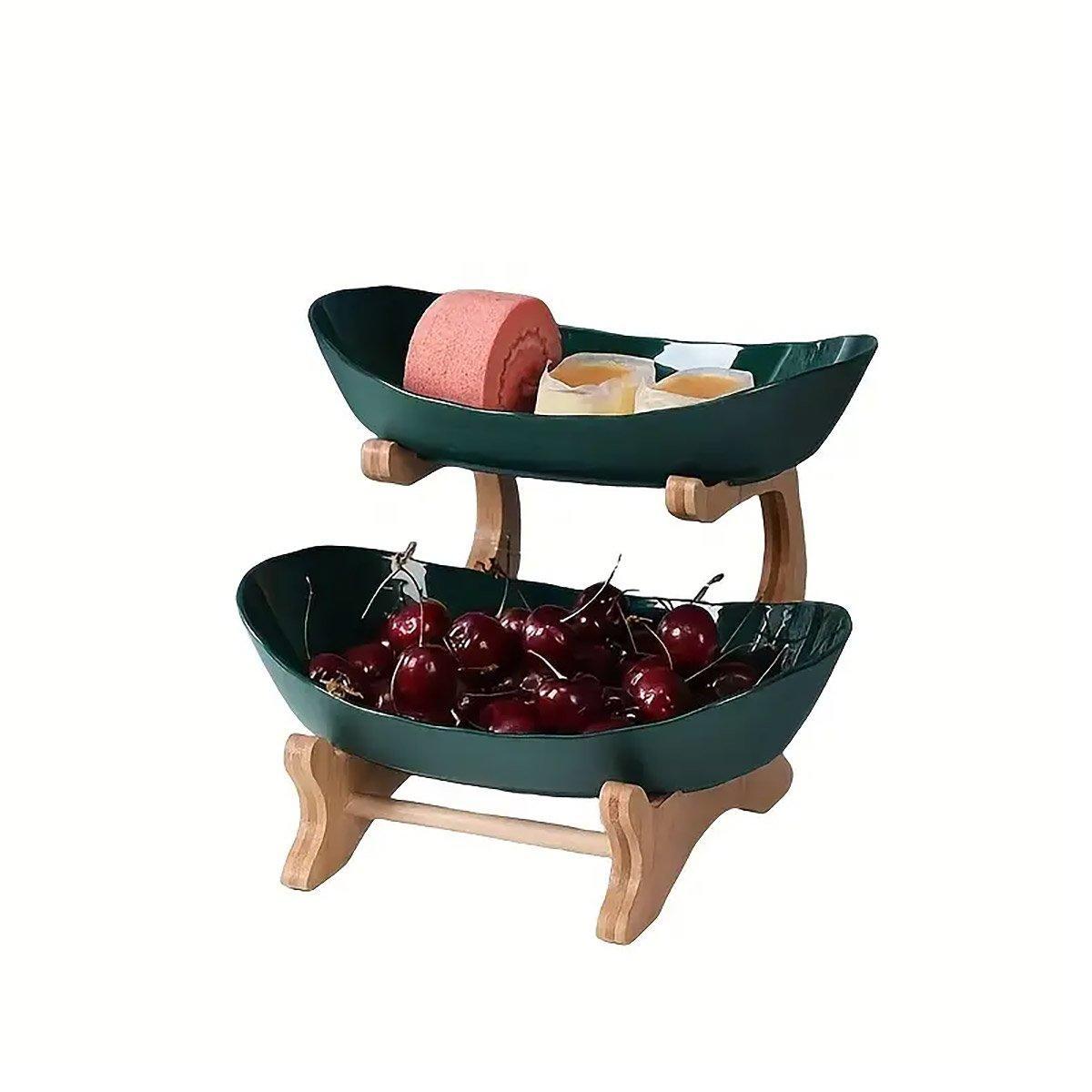 2 Tier Bamboo Fruit Tray in Three Colours | StorageOZ