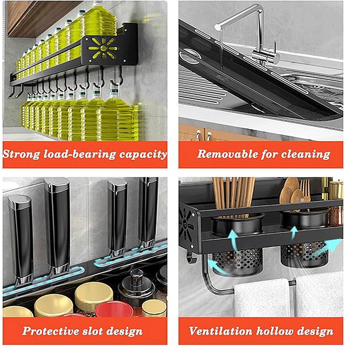 Punch Free Kitchen Wall Storage Rack Two Colours | StorageOZ