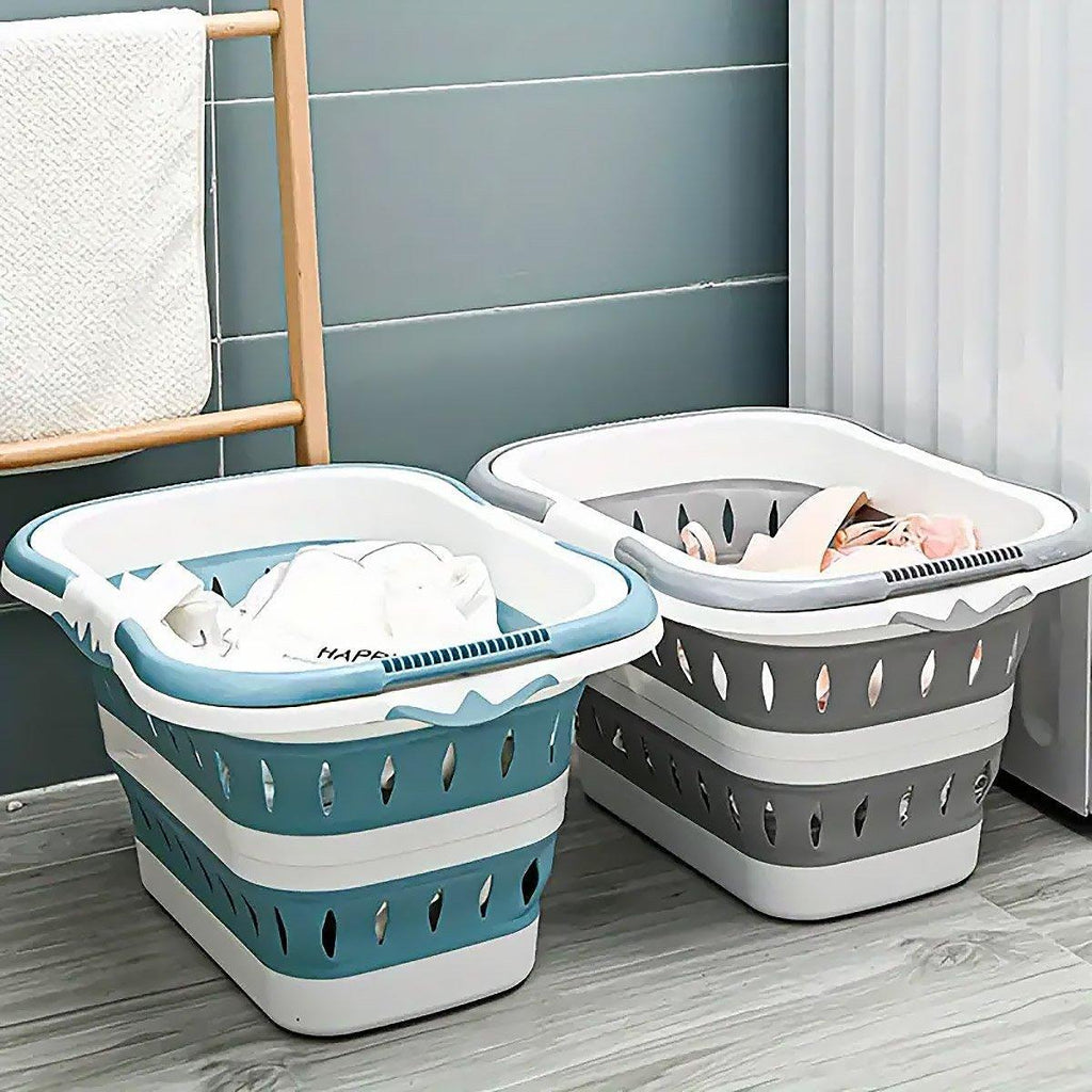 Folding Plastic Laundry Basket Two Colours | StorageOZ