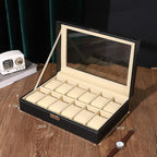 12 Grid Leather Watch Jewellery Display Box | StorageOZ
