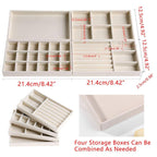 4 Pcs Beige Velvet Jewellery Tray Organiser Set | StorageOZ