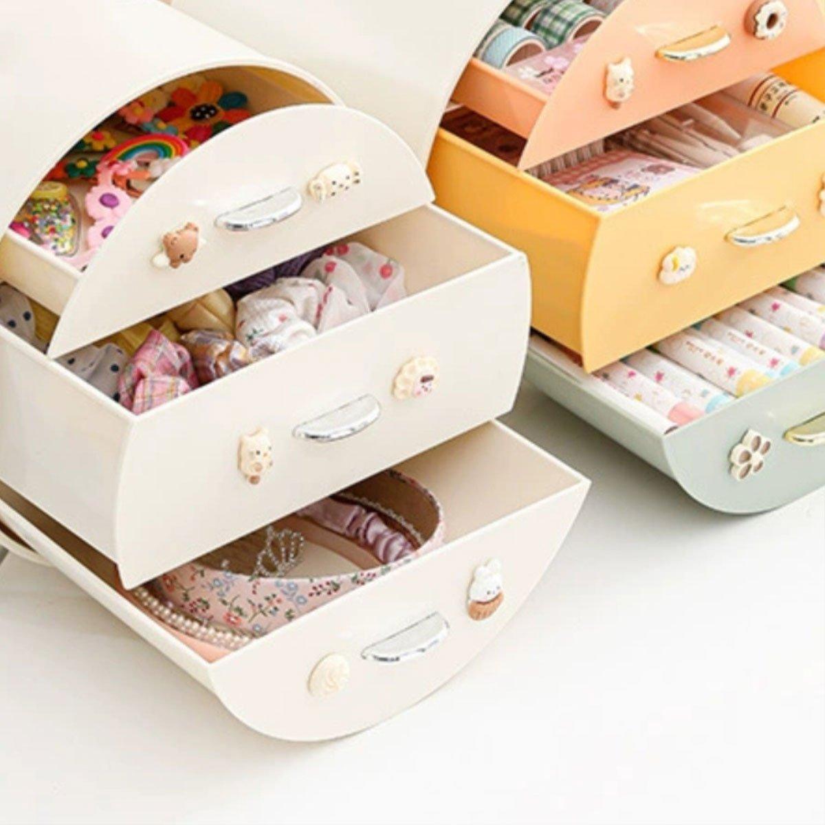 Round Multi Drawer Storage Box Two Colours | StorageOZ