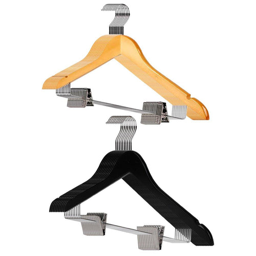 10 Pcs Wooden Clip Clothes Hangers Two Finishes | StorageOZ
