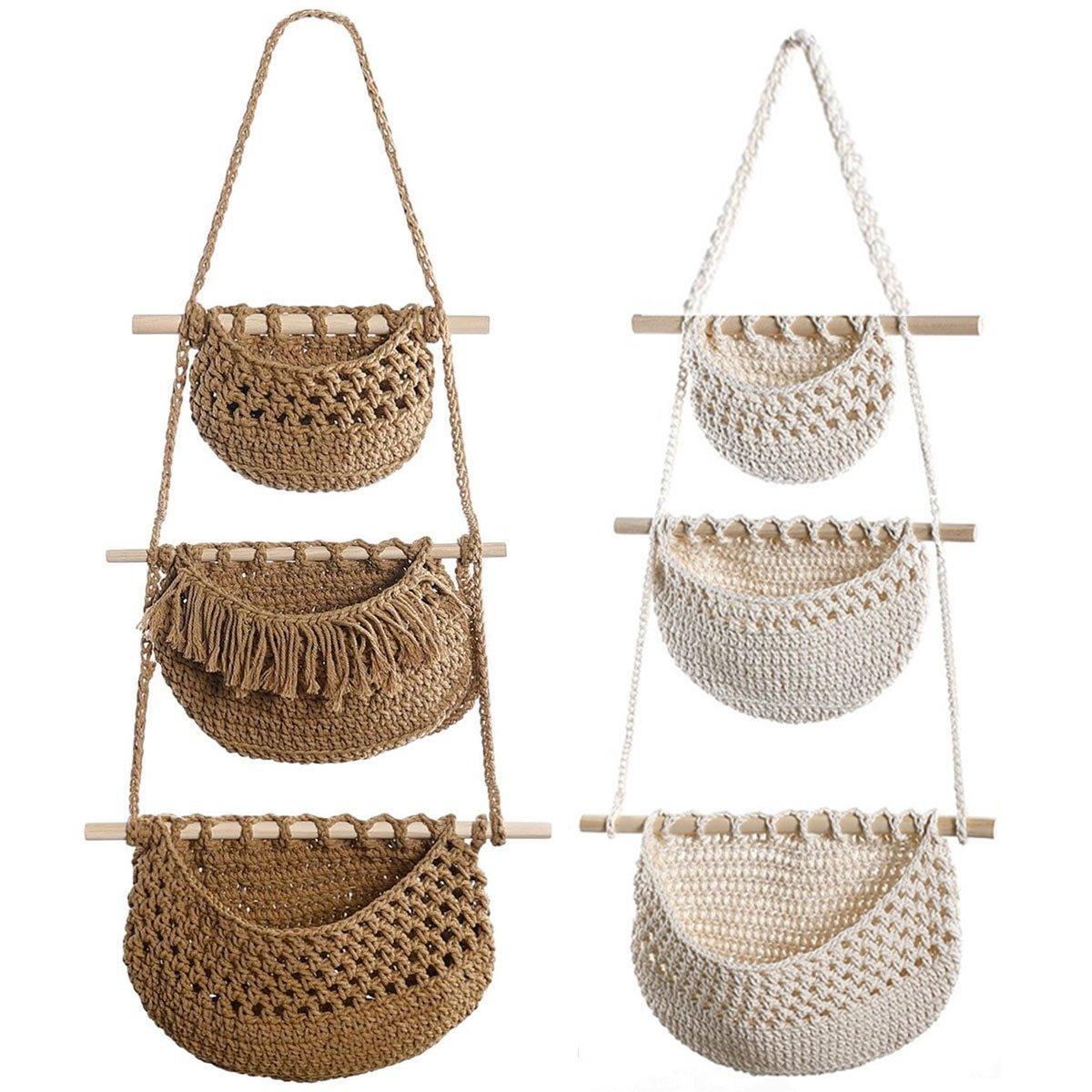 3 Layer Cotton Rope Wall Basket Two Colours | StorageOZ