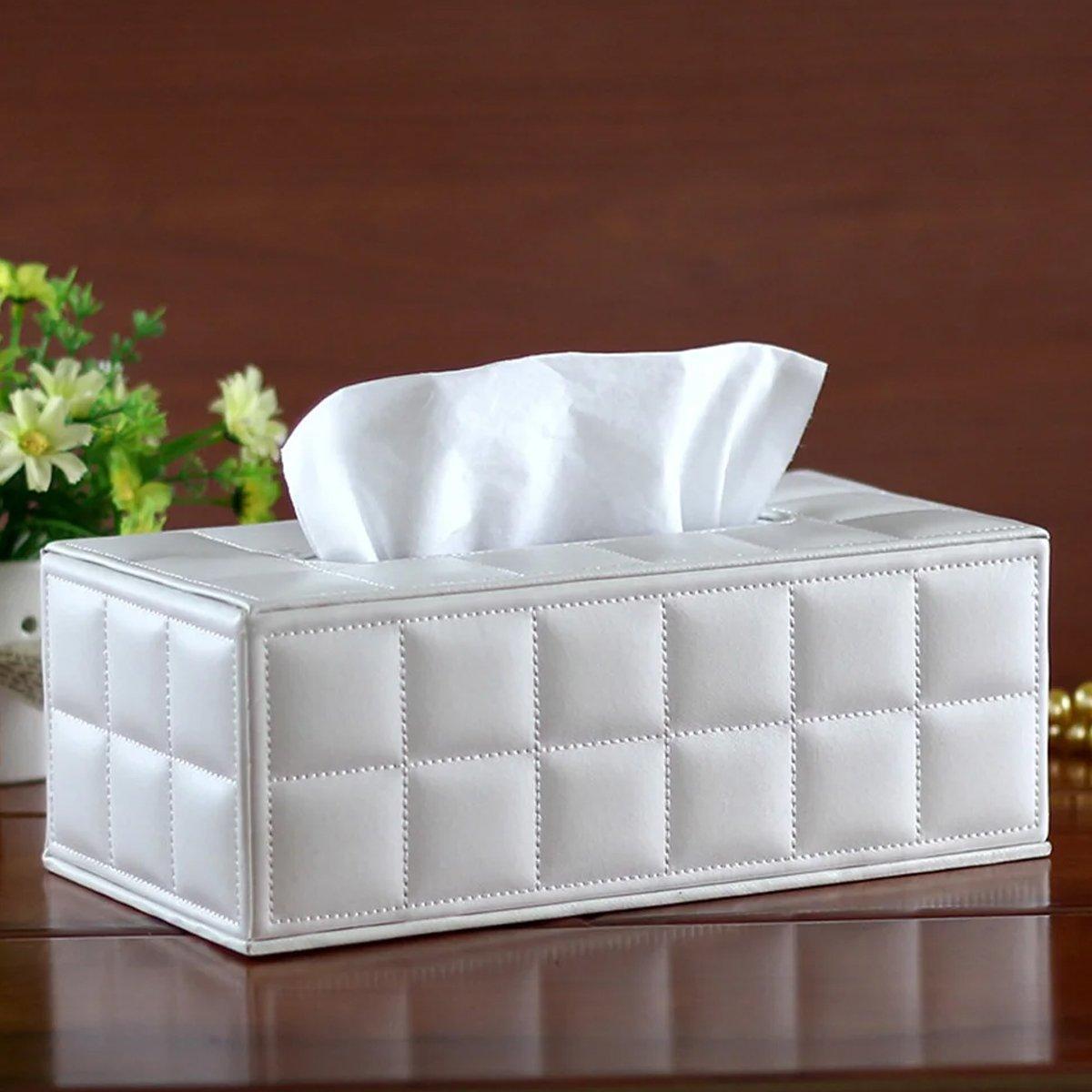 Quilted Leather Tissue Box in Two Colours | StorageOZ