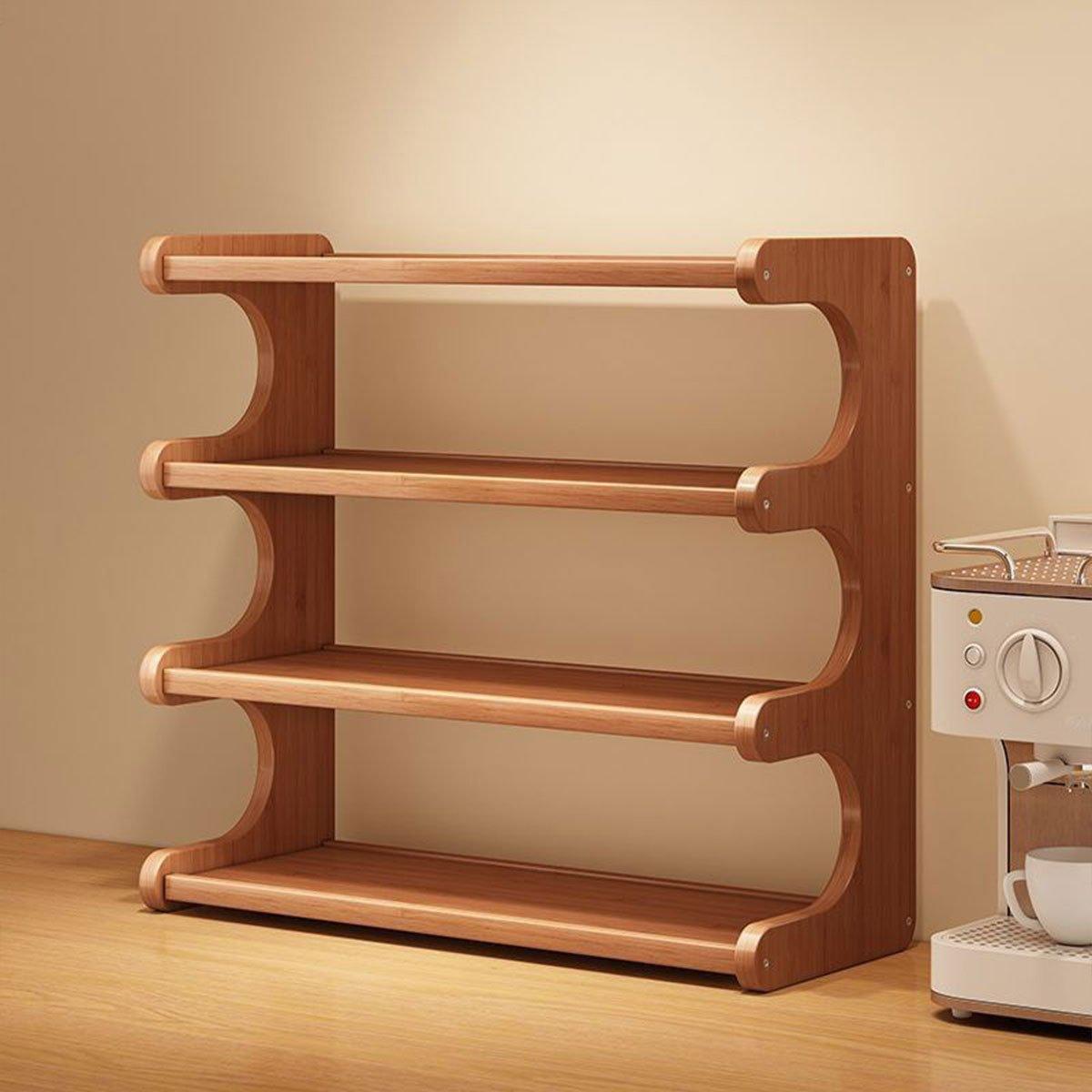 4 Tier Bamboo Cup Storage Rack for Counter | StorageOZ