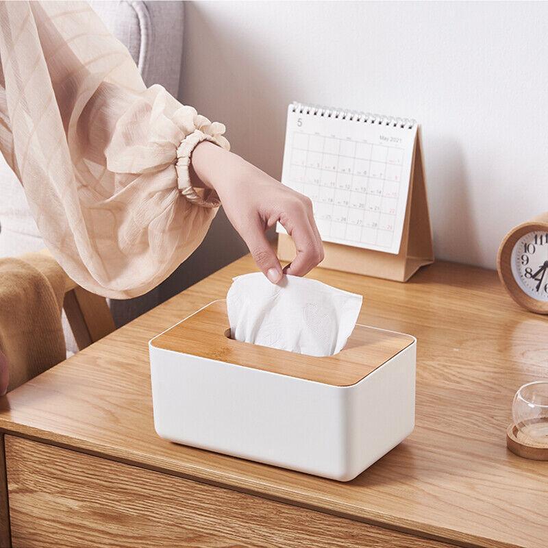 PP Wood Tissue Box Cover in Four Colours | StorageOZ