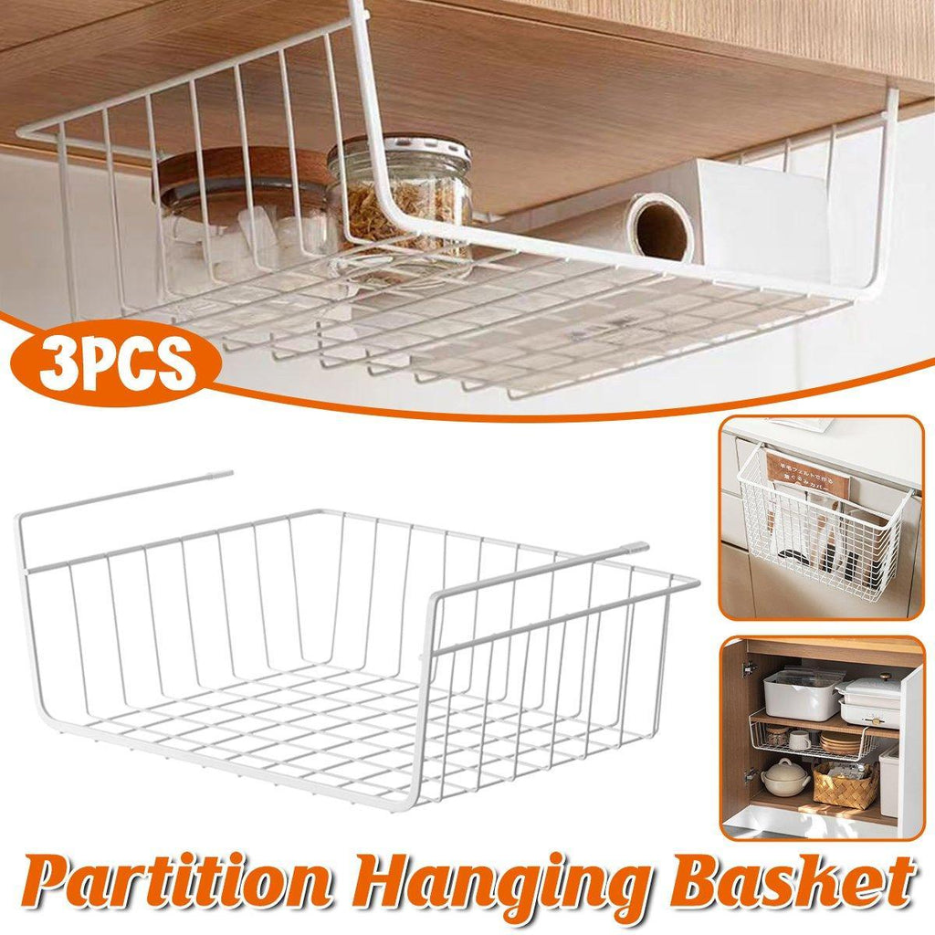 3 Pcs White Hanging Under Shelf Basket Set | StorageOZ