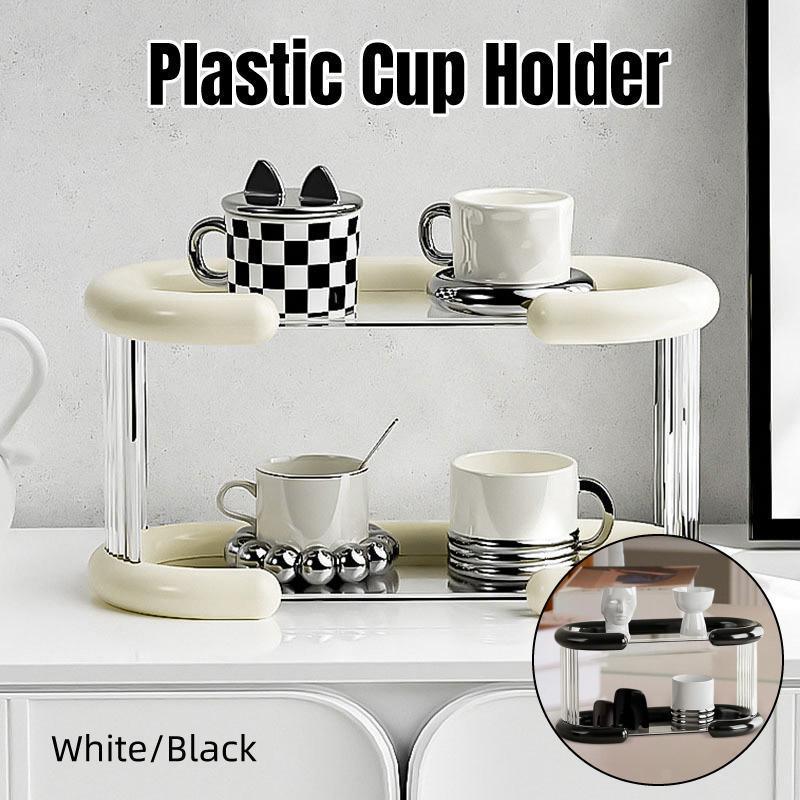 Two Tier Mug Organiser in Two Colours Set | StorageOZ