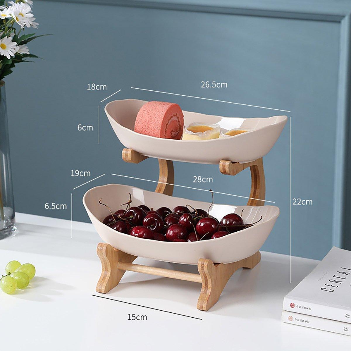 2 Tier Bamboo Fruit Tray in Three Colours | StorageOZ