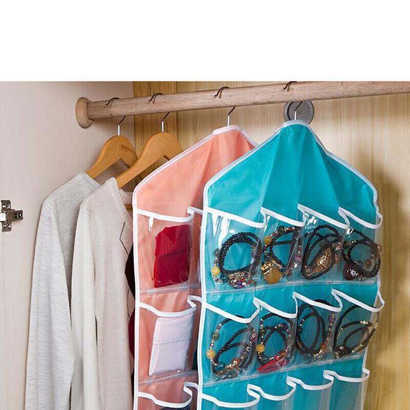16 Pocket Clear Hanging Organiser Five Colours | StorageOZ