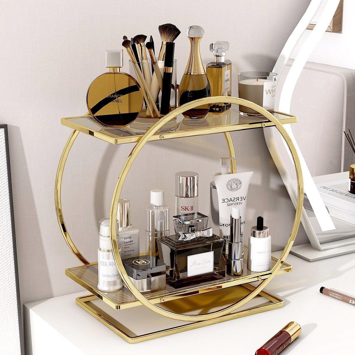 2 Tier Circular Cosmetics Rack Two Colours | StorageOZ