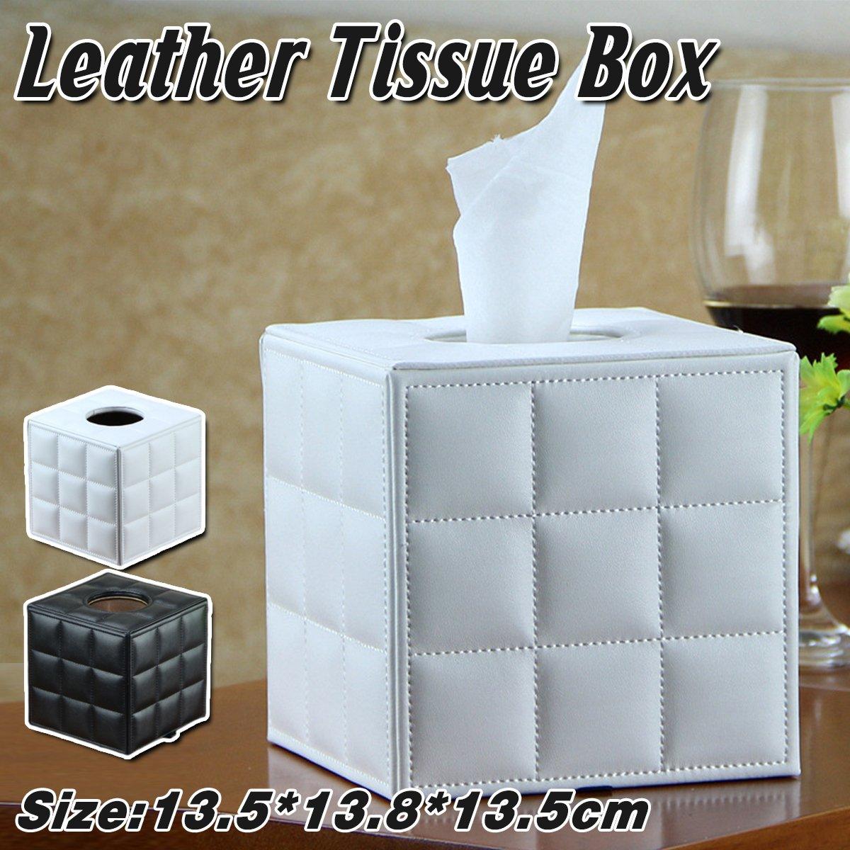 Square PU Leather Tissue Box Cover Holder | StorageOZ