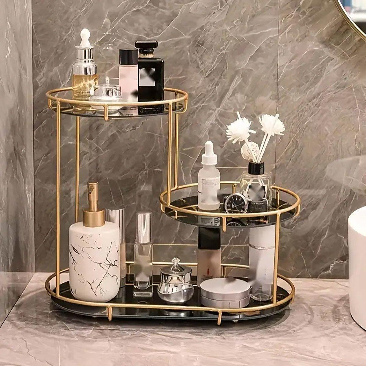 Two Tier Metal Marble Tray Storage Rack Set | StorageOZ