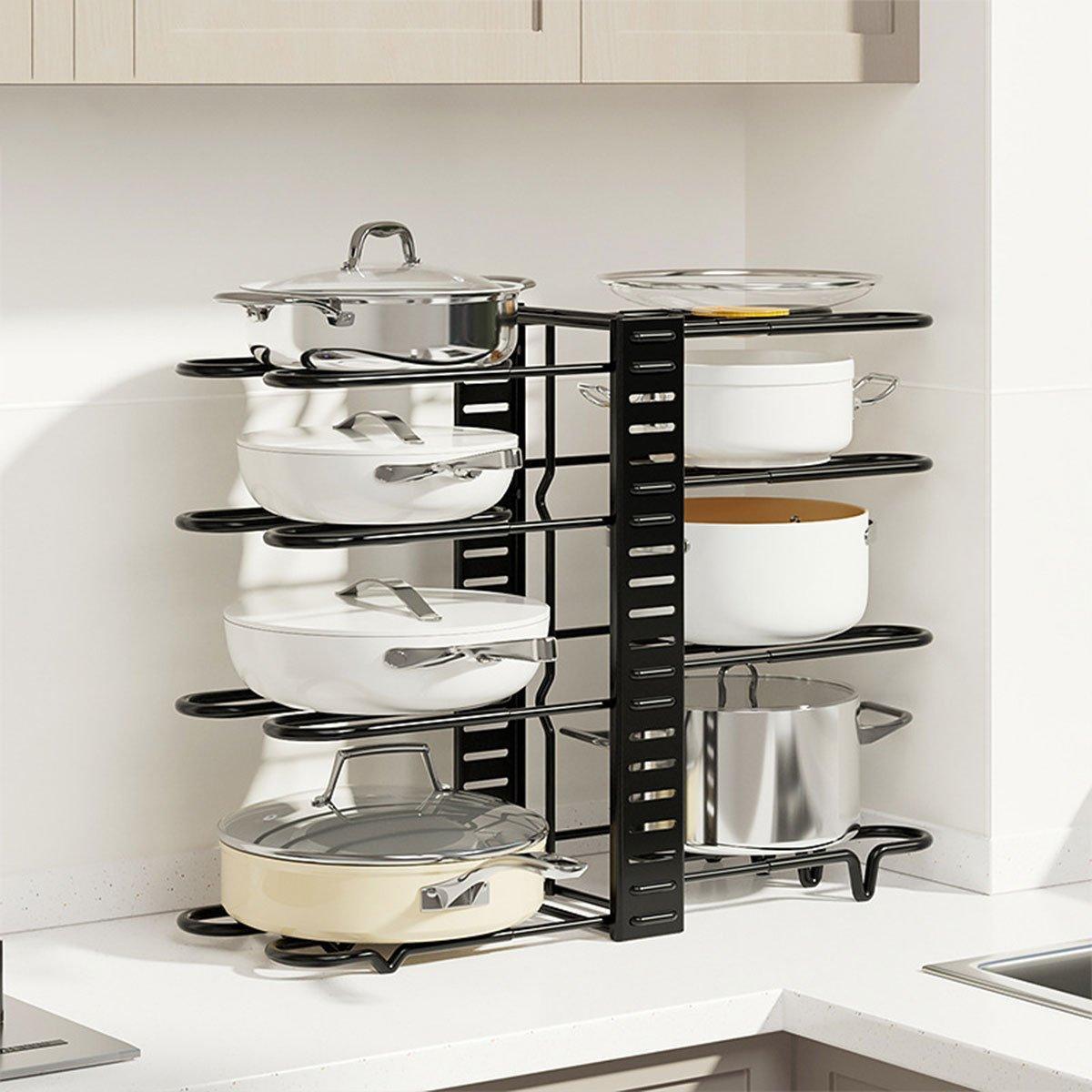 Vertical Iron Pot Lid Rack in Two Heights | StorageOZ