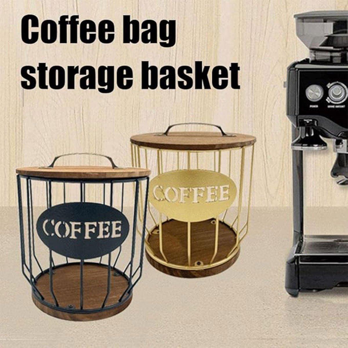 Iron Wood Coffee Capsule Basket Two Colours | StorageOZ