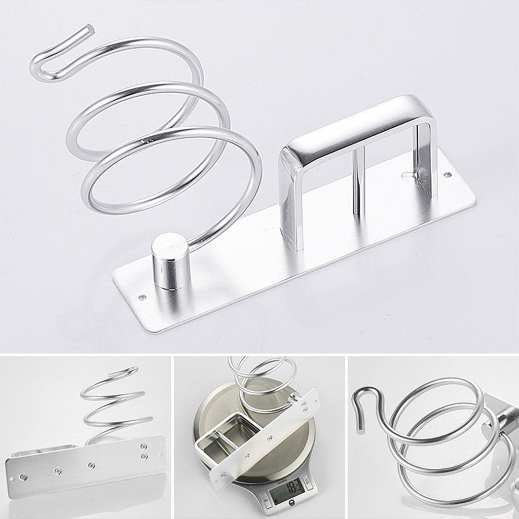 Silver Aluminium Wall Hair Dryer Holder Rack | StorageOZ