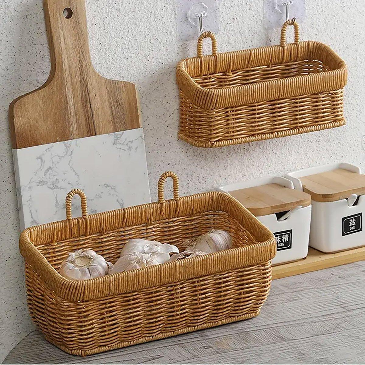 Wall Hanging Rattan Fruit Basket Two Sizes | StorageOZ