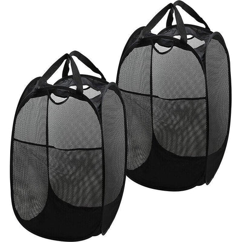 2 Pcs Foldable Mesh Laundry Hamper Basket | StorageOZ
