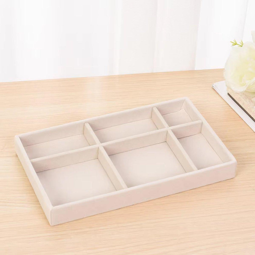 4 Pcs Beige Velvet Jewellery Tray Organiser Set | StorageOZ