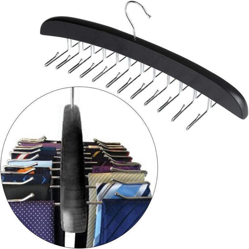 Wood Tie Scarf Hanger with 24 Fold Hooks | StorageOZ