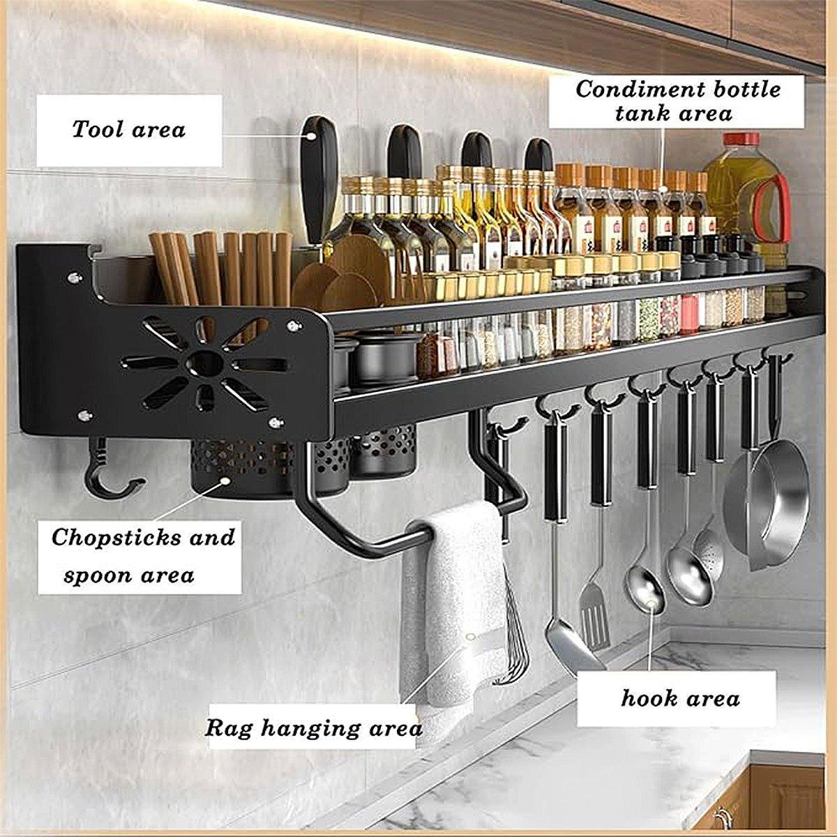 Punch Free Kitchen Wall Storage Rack Two Colours | StorageOZ