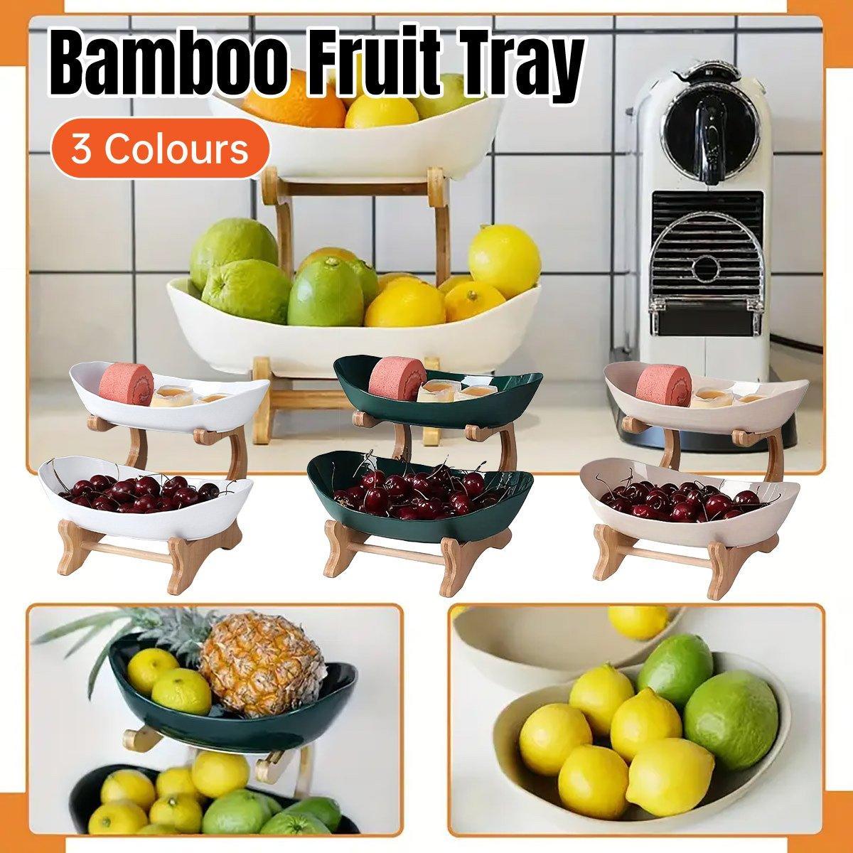 2 Tier Bamboo Fruit Tray in Three Colours | StorageOZ