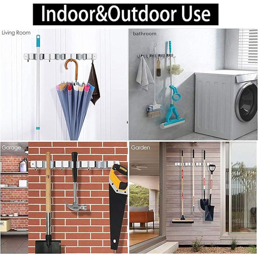 304 Steel Punch Free Mop Rack Two Colours | StorageOZ