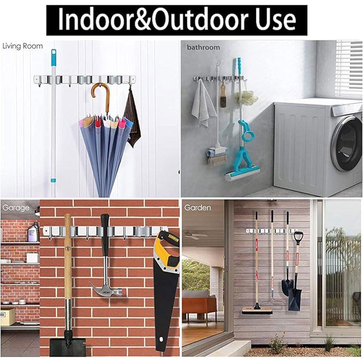 304 Steel Punch Free Mop Rack Two Colours | StorageOZ