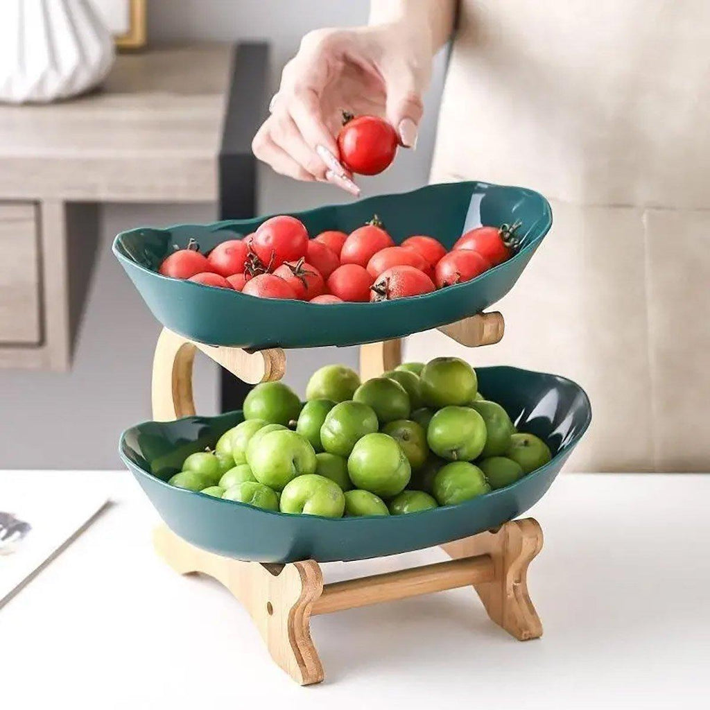2 Tier Bamboo Fruit Tray in Three Colours | StorageOZ