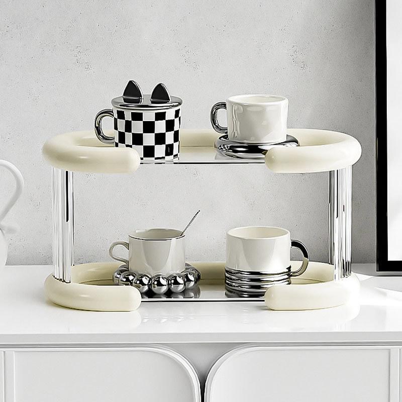 Two Tier Mug Organiser in Two Colours Set | StorageOZ