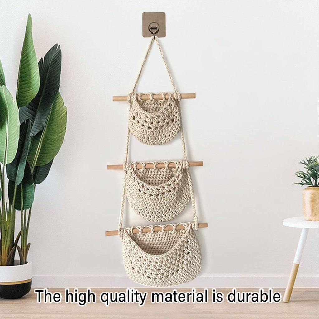 3 Layer Cotton Rope Wall Basket Two Colours | StorageOZ