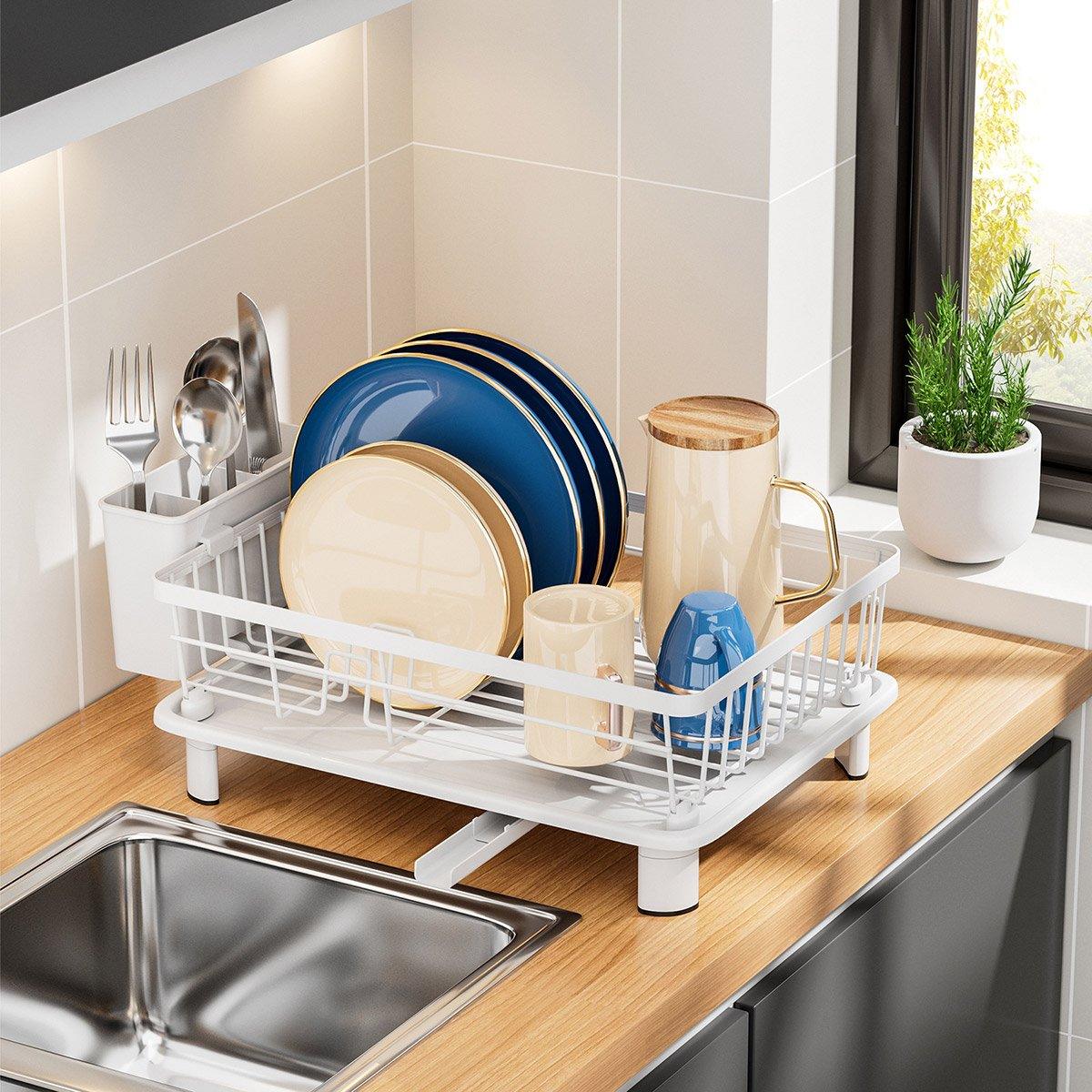 Kitchen Sink Dish Rack with Tray Two Colours | StorageOZ