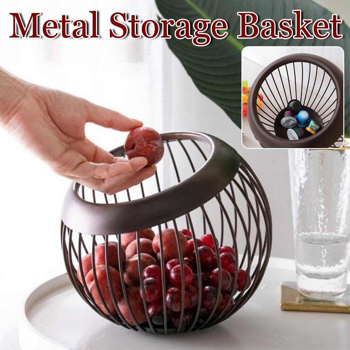 Brown Iron Fruit Storage Basket with Open Wire | StorageOZ