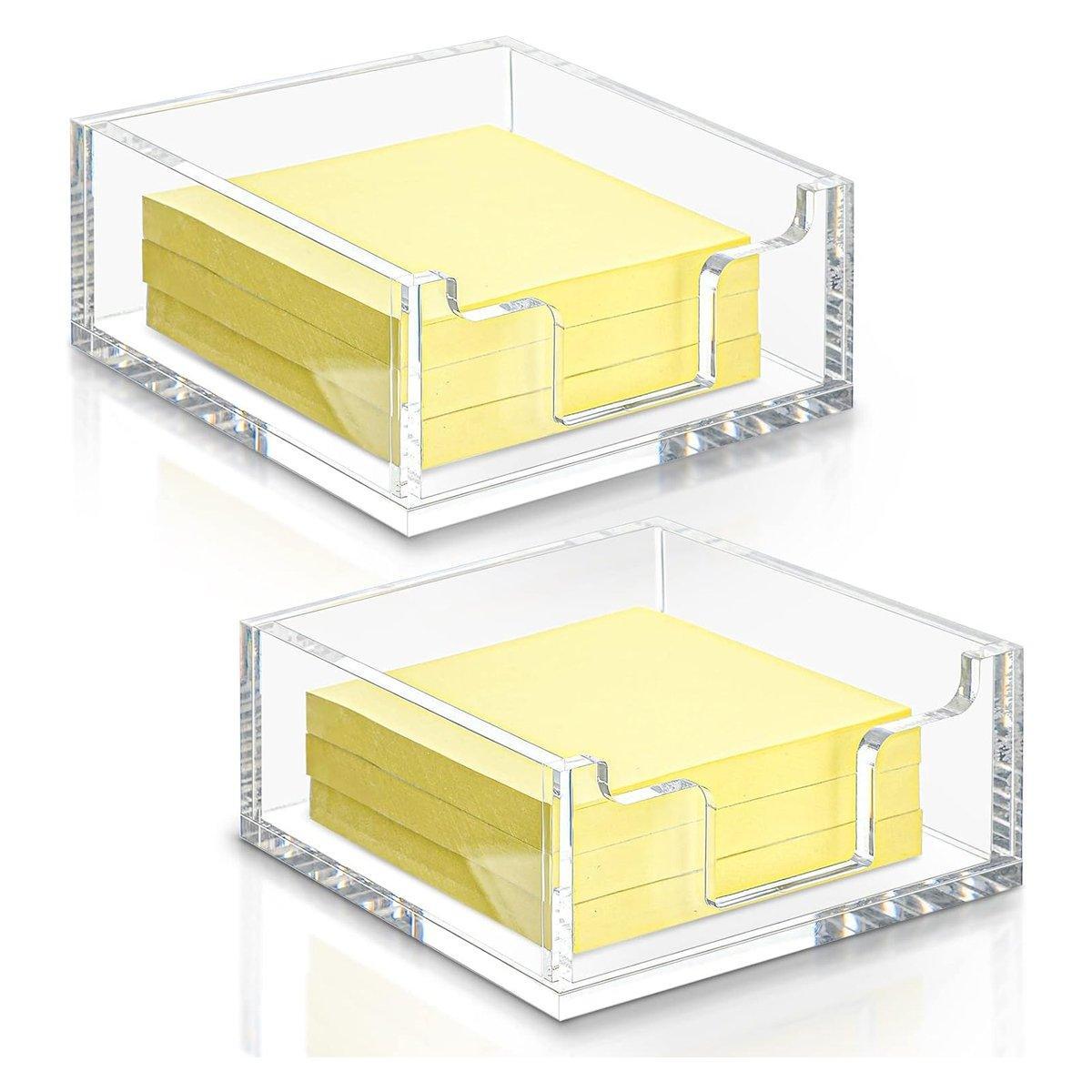 Clear Acrylic Sticky Note Holder Desk Box | StorageOZ