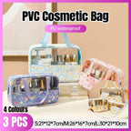 3 Pcs Printed PVC Makeup Bags Four Colours | StorageOZ