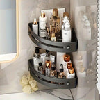 Black Corner Shower Caddy with Drain Slots | StorageOZ