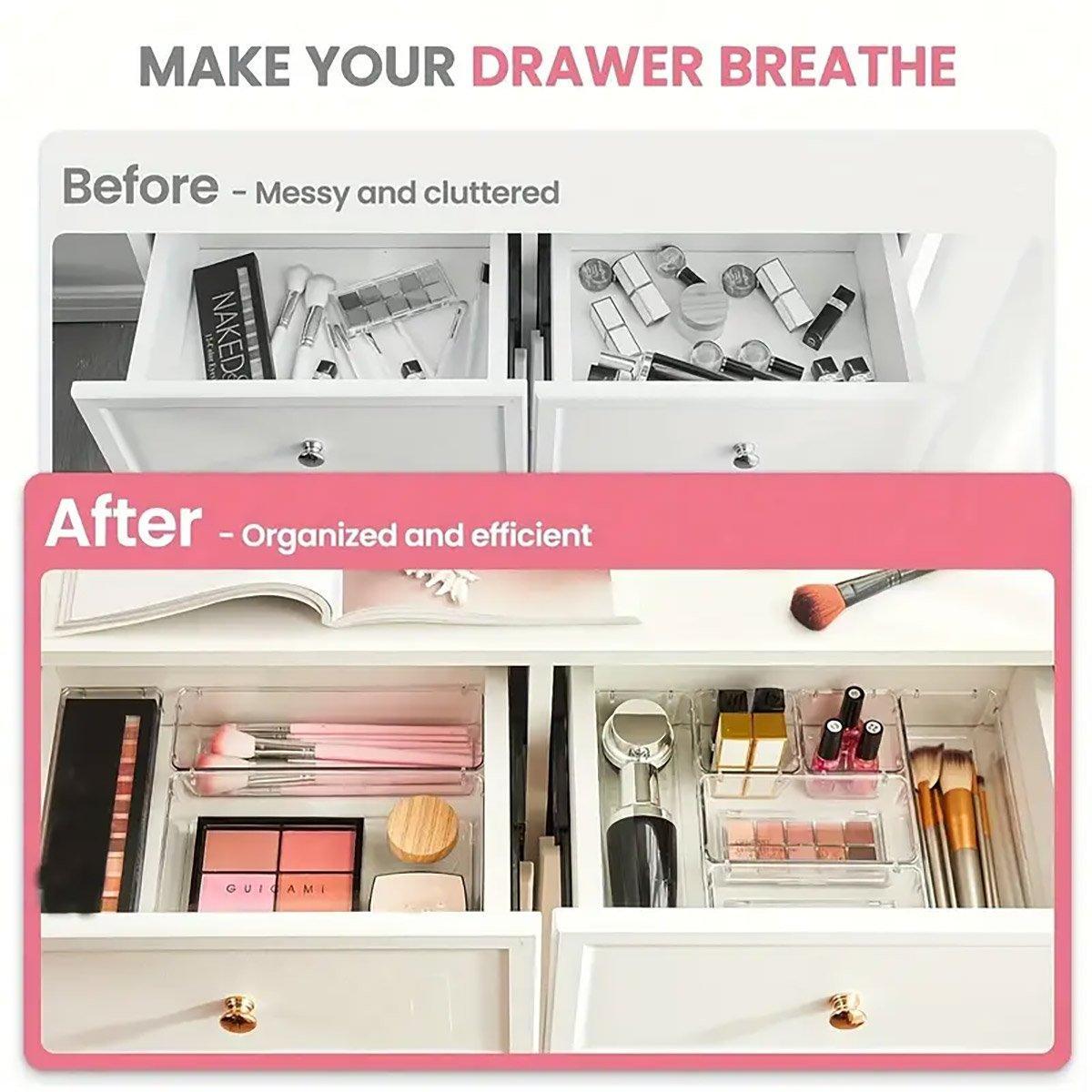 Clear Drawer Organiser Set in Three Packs | StorageOZ