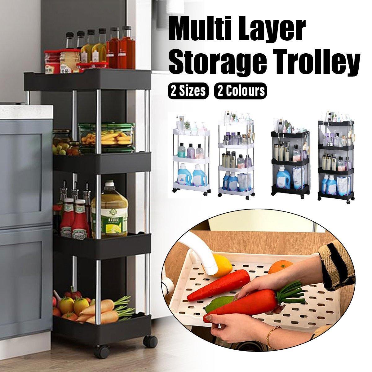 Rolling Storage Cart 3 or 4 Tiers Two Colours | StorageOZ