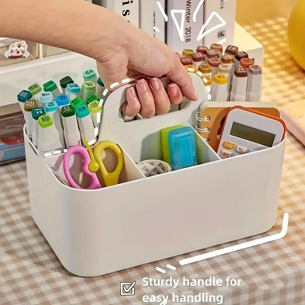 5 Compartment Desktop Box with Handle Two Colours | StorageOZ