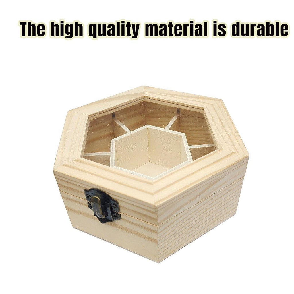 Hexagonal Wooden Jewellery Box with Glass Lid | StorageOZ