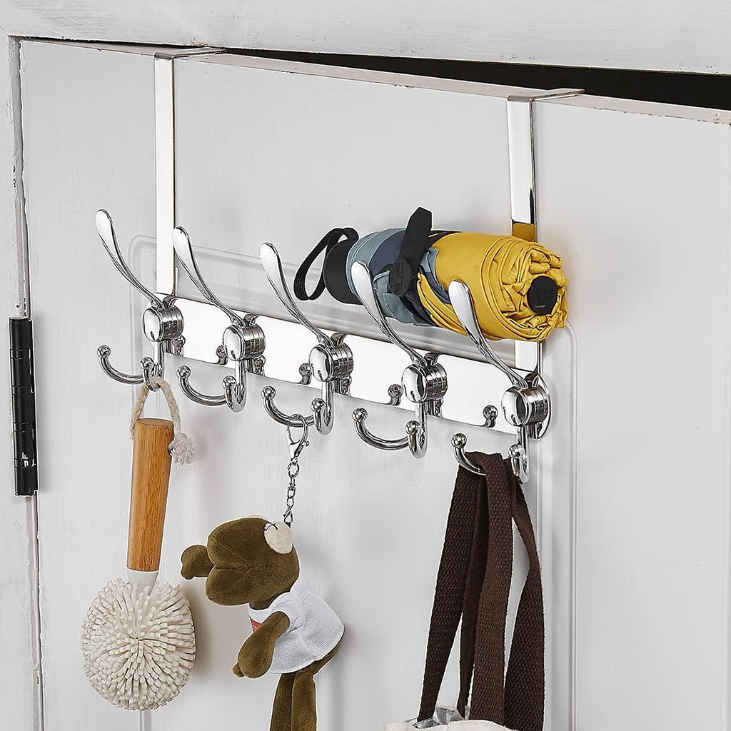 5 Hook Stainless Steel Over Door Coat Rack | StorageOZ