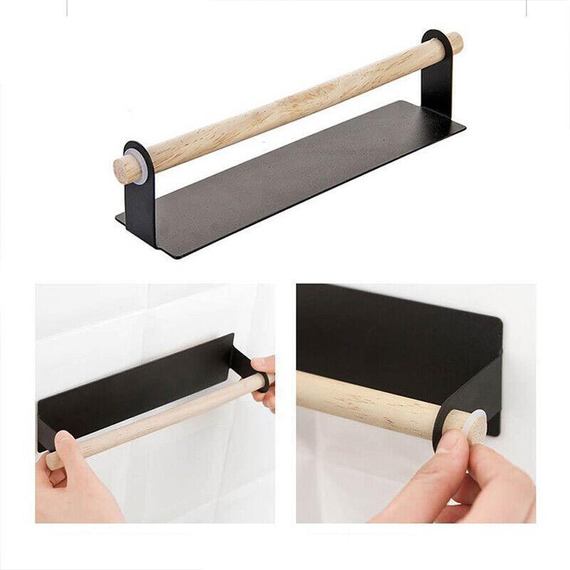 No Drill Black Towel and Roll Holder Rack | StorageOZ