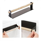 No Drill Black Towel and Roll Holder Rack | StorageOZ