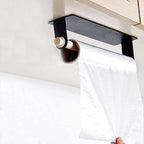 No Drill Black Towel and Roll Holder Rack | StorageOZ