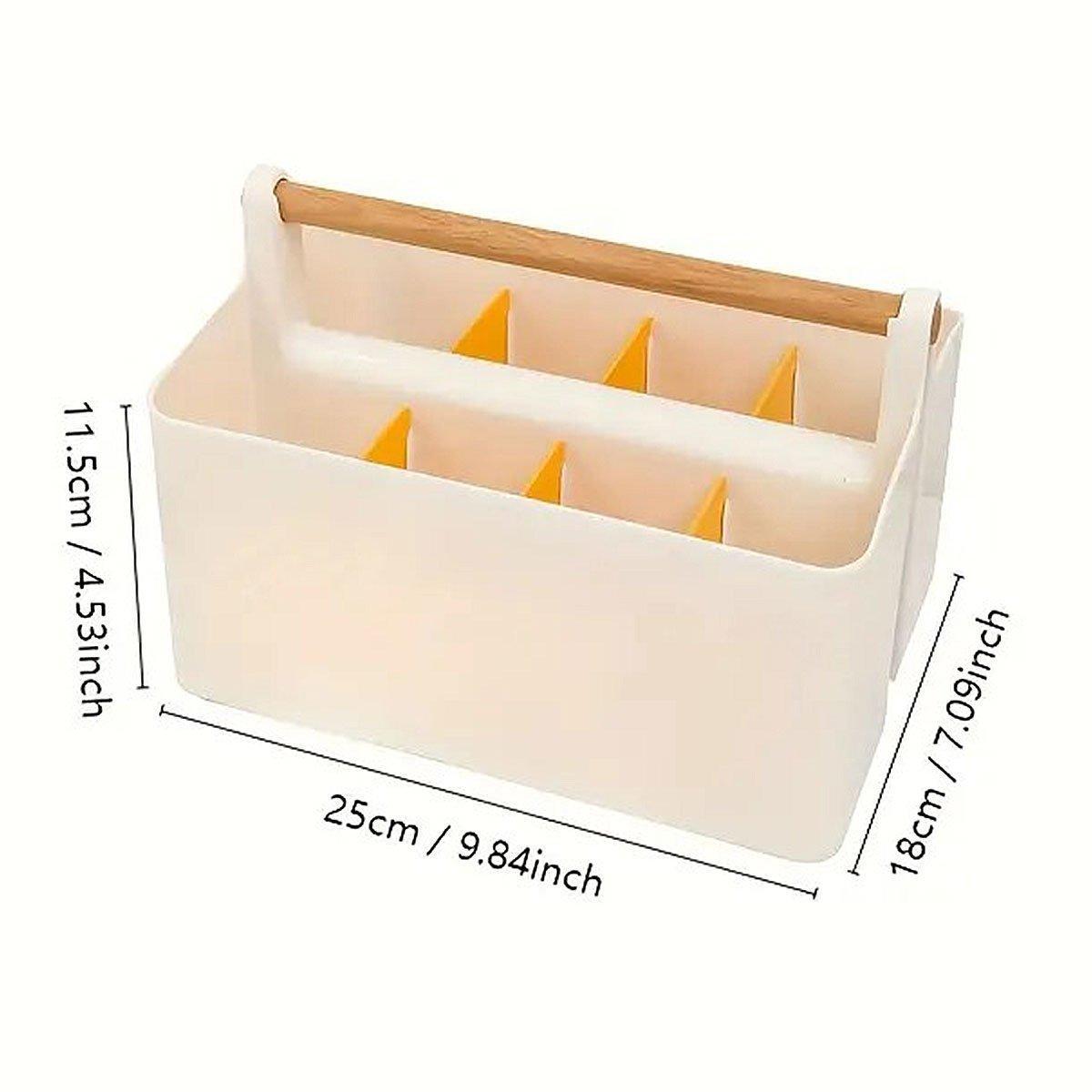 Desktop Storage Caddy with Wood Handle Dividers | StorageOZ