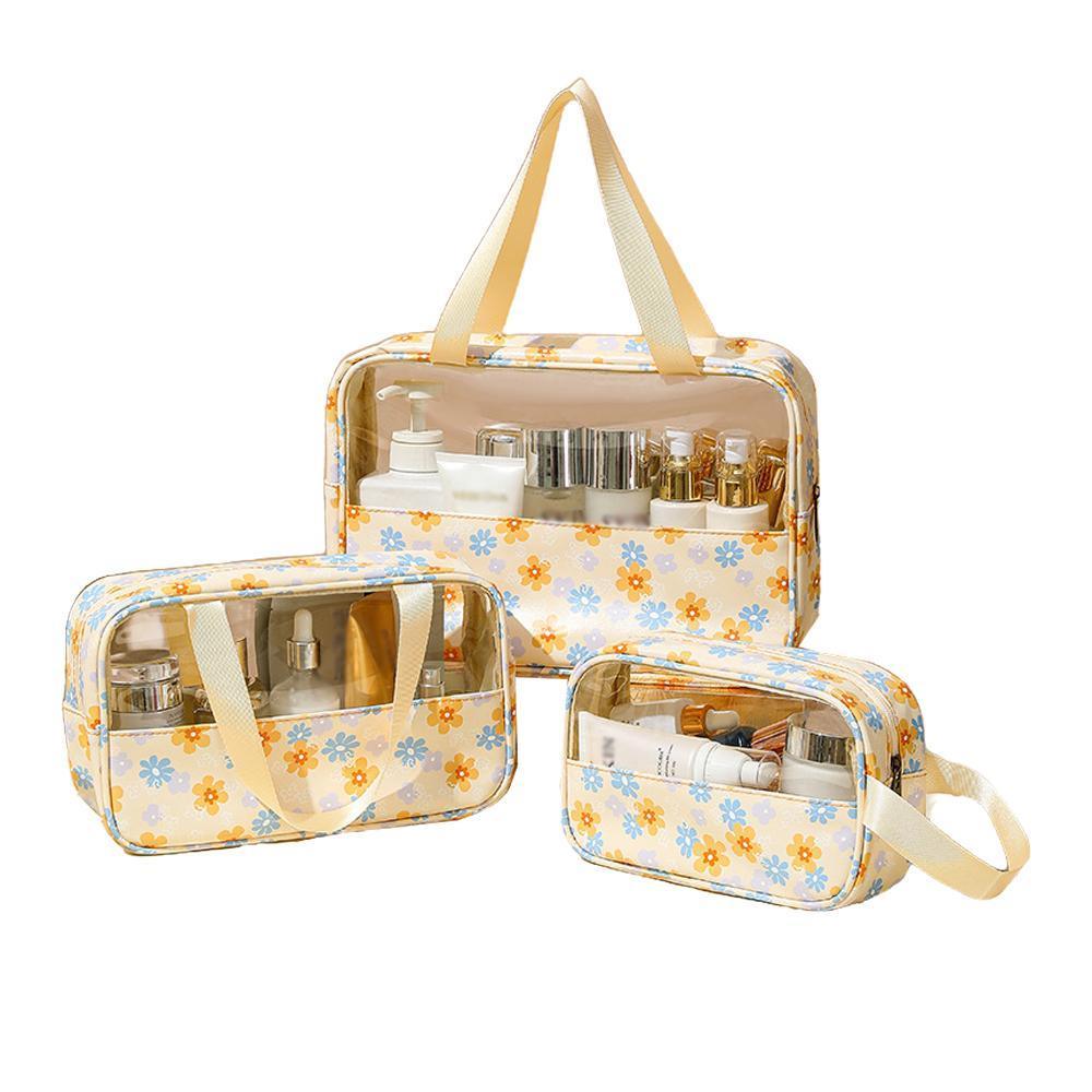 3 Pcs Printed PVC Makeup Bags Four Colours | StorageOZ