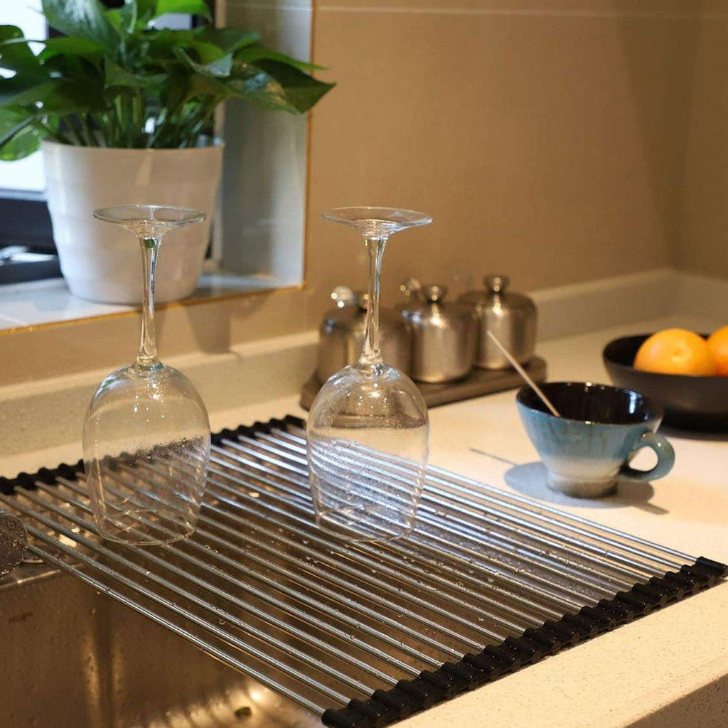 Foldable Stainless Steel Dish Drain Rack | StorageOZ