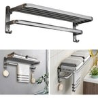 Punch Free Grey Aluminium Bathroom Towel Rack | StorageOZ